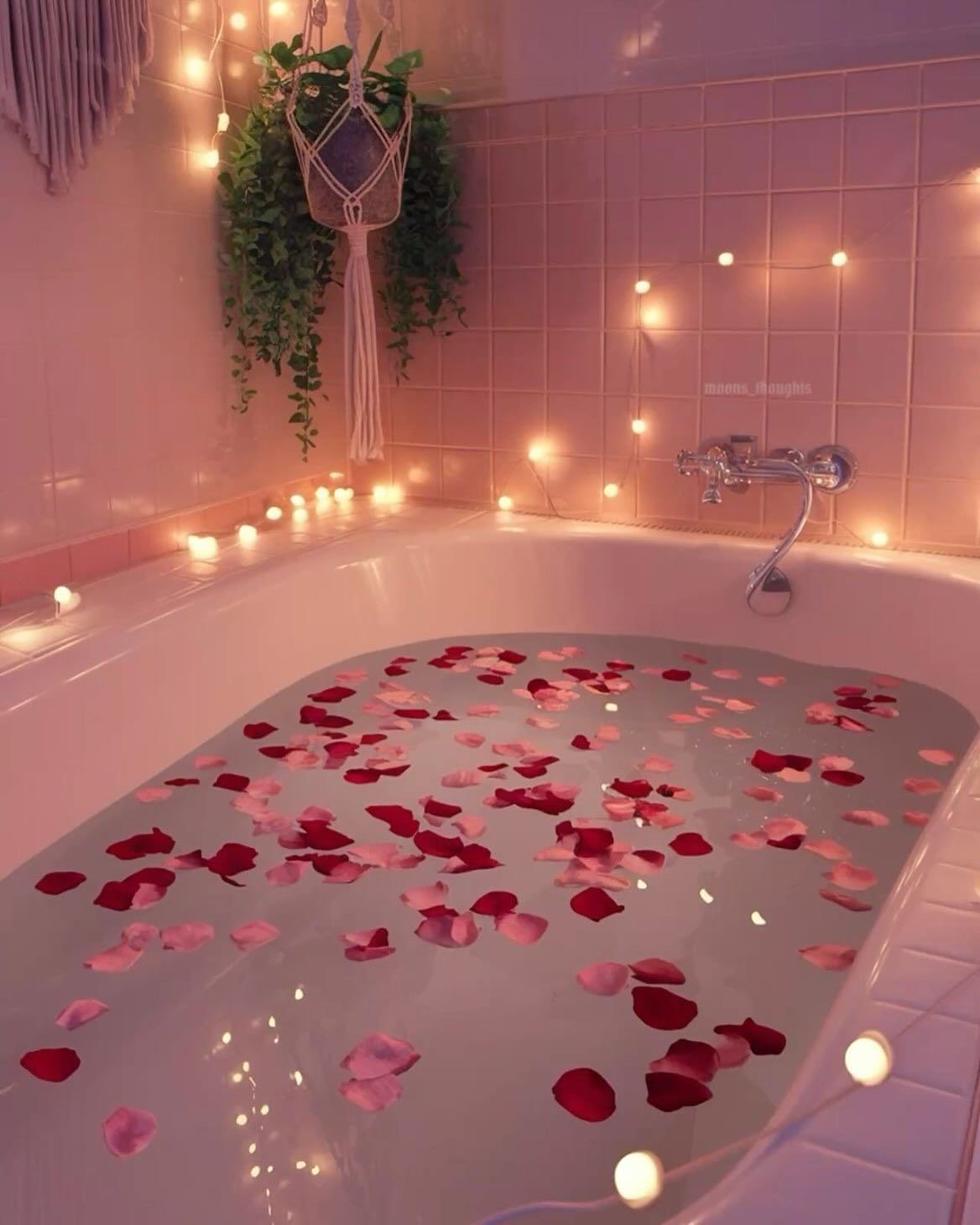 Rose petal bath ambiance